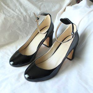FSJ Retro Ankle Strap Block Chunky Mid Heels Pumps